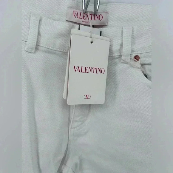 NWT Valentino White Jeans Womens Denim Embellished Large V Logo Size 30 - Picture 6 of 15